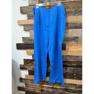 Jason Wu NWT Linen Blend Wide Leg Pants Braided Trim Nautical Coastal Sz 12